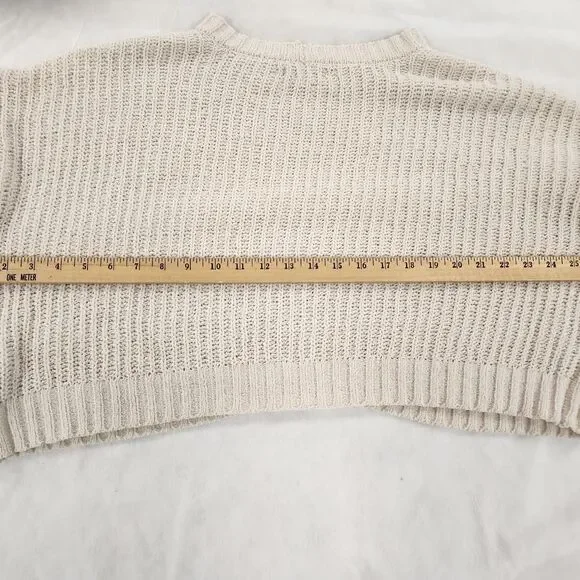 American Eagle Cream Cropped Chunky Knit Sweater XS Oversized Cozy Layer - Picture 7 of 10